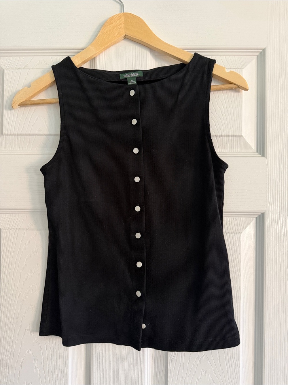 wild fable Black Ribbed Button-Front Tank Top